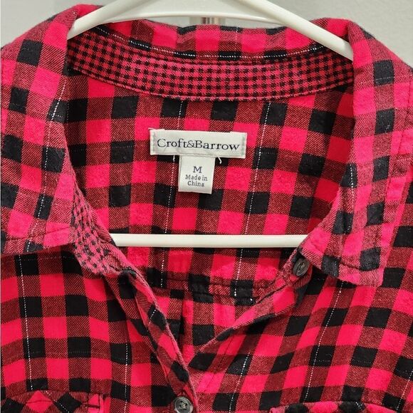 Button Up Shirt Red & Black Plaid - Picture 3 of 3